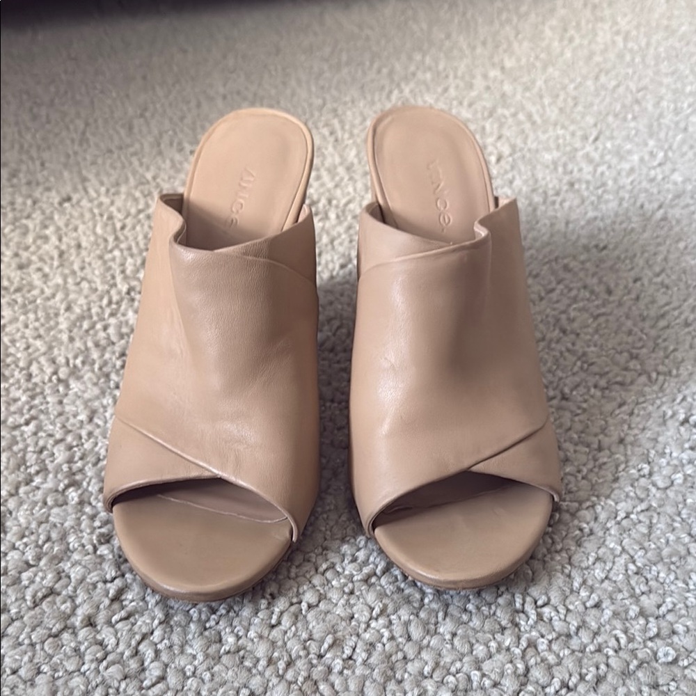 Vince Beige Leather Mules